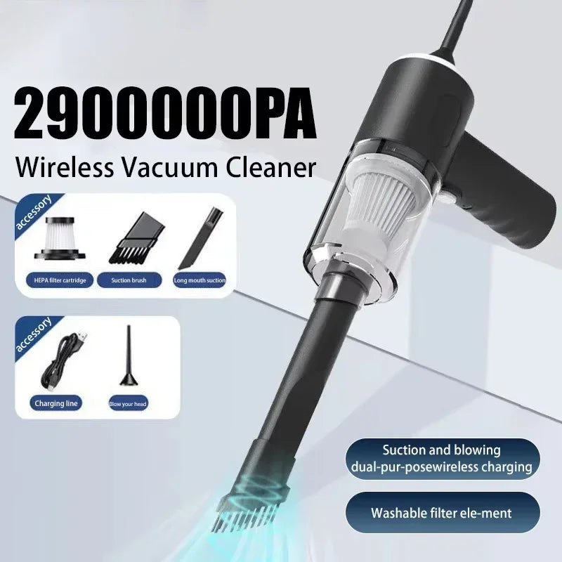 Wireless Car Vacuum Cleaner USB Charging 1200mAh Portable Cleaning Appliance Mini Wet and Dry Blow Vacuum Cleaner Household